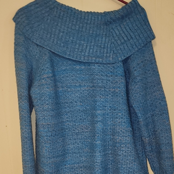 INTRO, Size Large, turquoise Sweater with Cowl neck - Picture 4 of 5